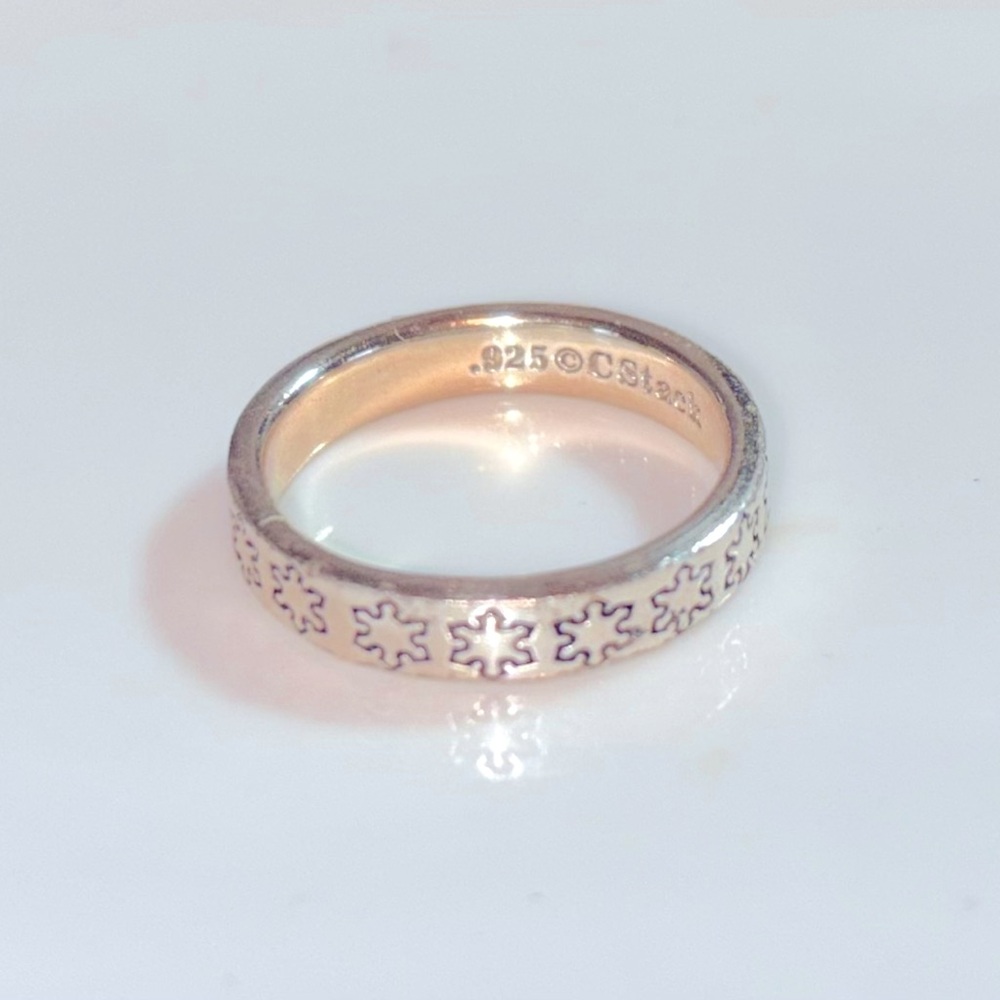 Sterling Silver “C Stack” Signed Ring With Little… - image 1